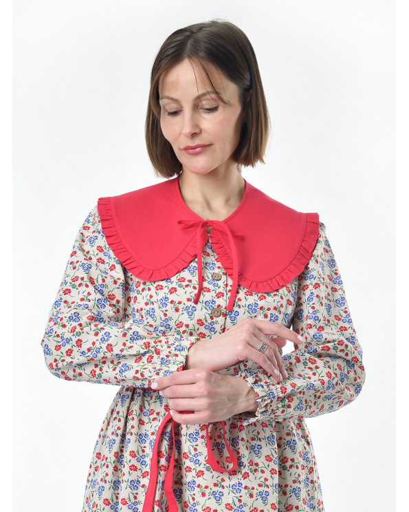 Платье льняное женское #117, "васильки", комплект