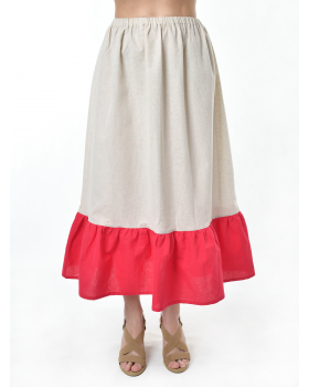 Подъюбник льняной светло-серый-красный