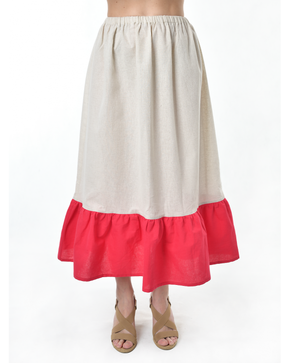 Подъюбник льняной светло-серый-красный