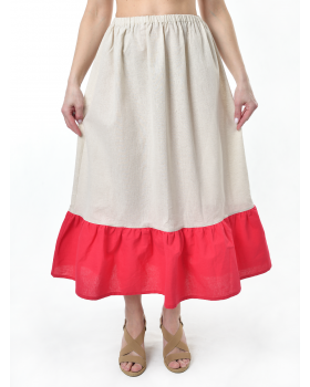 Подъюбник льняной светло-серый-красный