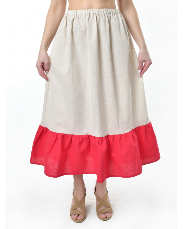 Подъюбник льняной светло-серый-красный