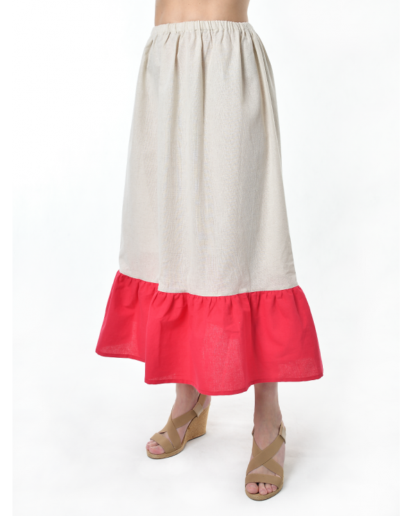Подъюбник льняной светло-серый-красный