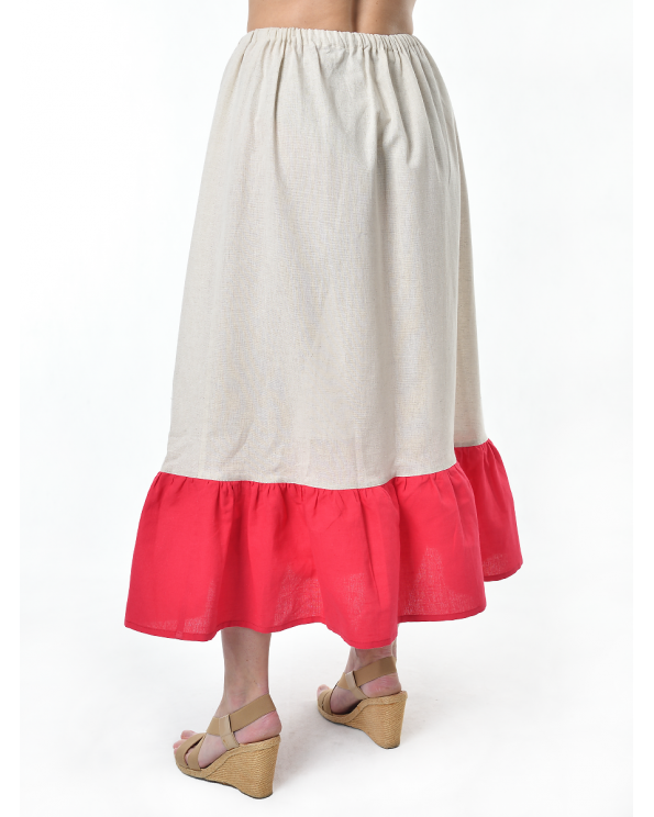 Подъюбник льняной светло-серый-красный