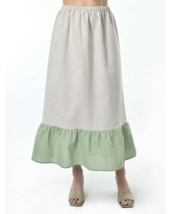 Подъюбник льняной светло-серый-светло-фисташковый