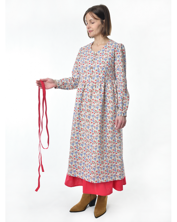 Пояс льняной красный