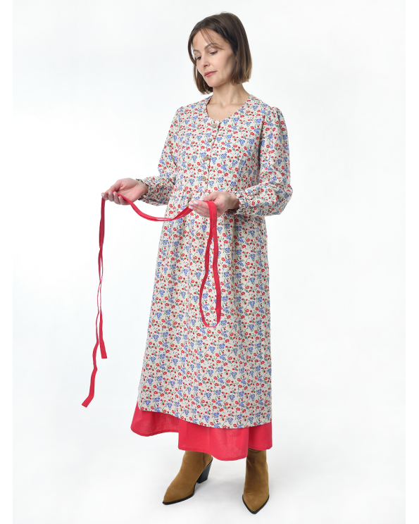 Пояс льняной красный