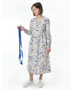 Пояс льняной синий