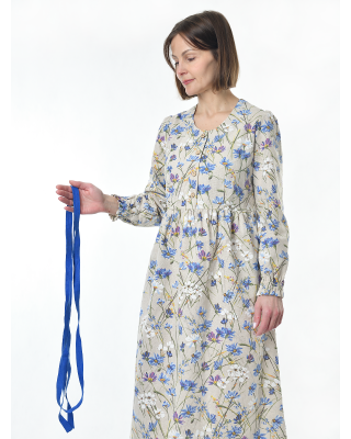 Пояс льняной синий