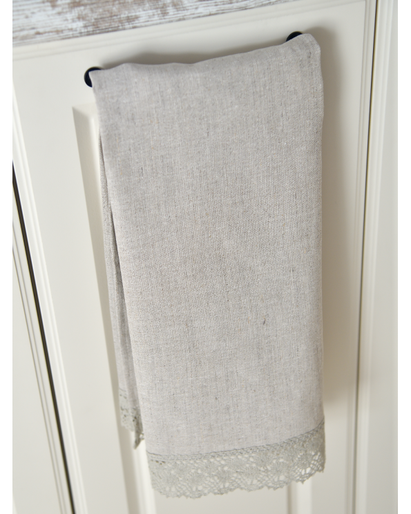 Полотенце с кружевом, цвет светло-серый