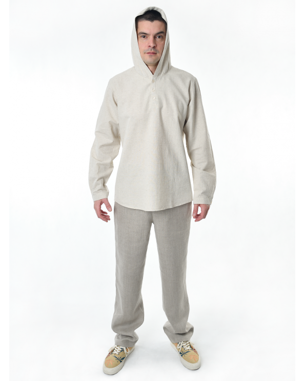 Рубашка льняная мужская #17-10