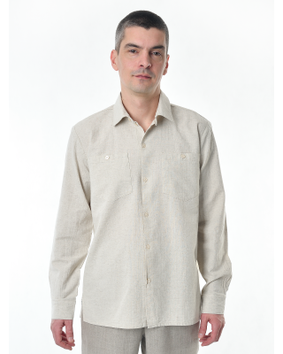 Рубашка льняная мужская классическая с длинным рукавом