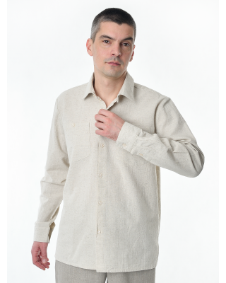 Рубашка льняная мужская классическая с длинным рукавом