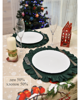 Салфетки льняные на стол, 2 шт., цвет зеленый