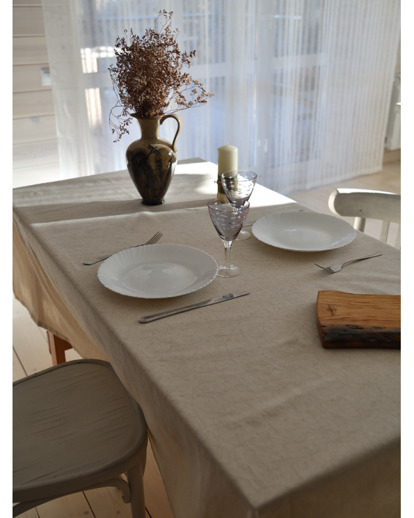 Скатерть "Поэма", льняная, 145*220 см, цвет светло-серый