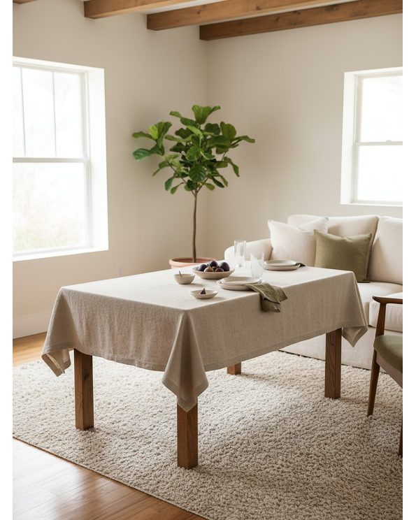 Скатерть "Поэма", льняная, 145*250 см, цвет светло-серый