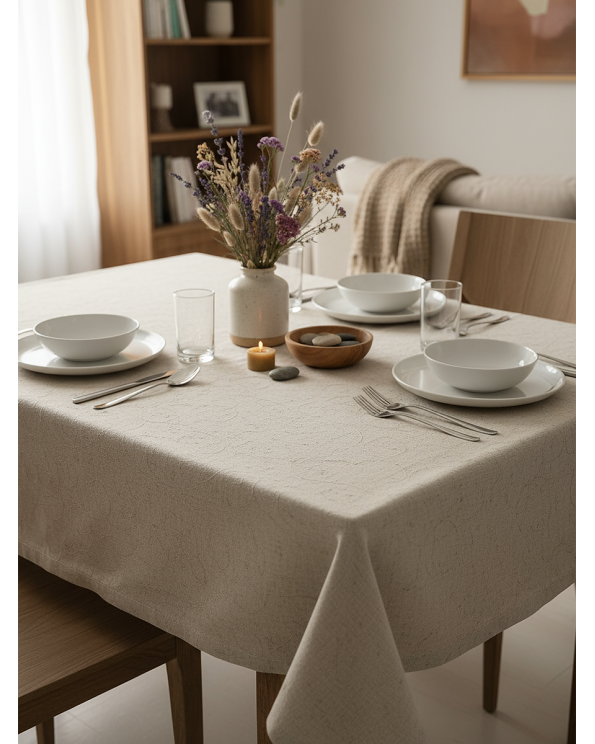 Скатерть "Поэма", льняная, 145*220 см, цвет светло-серый