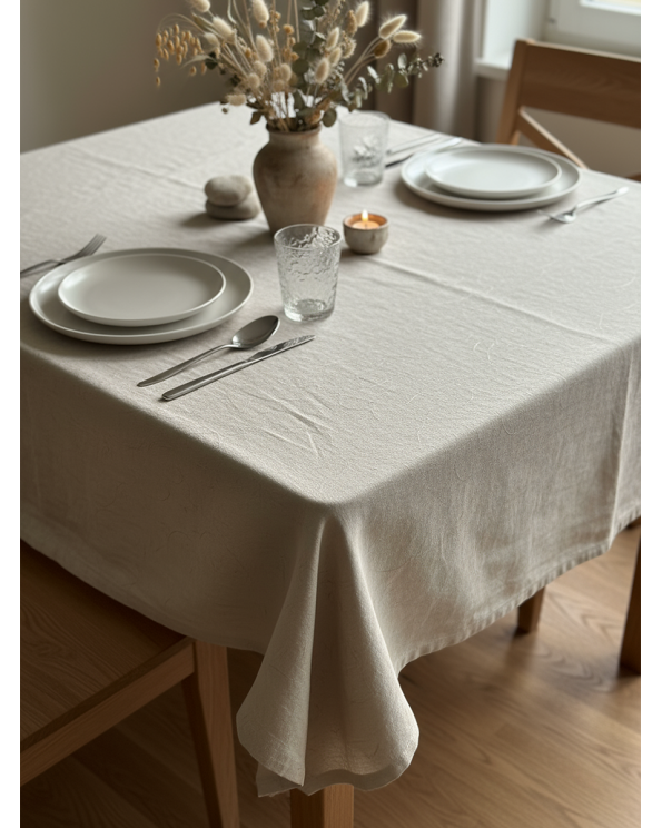 Скатерть "Поэма", льняная, 145*145 см, цвет светло-серый