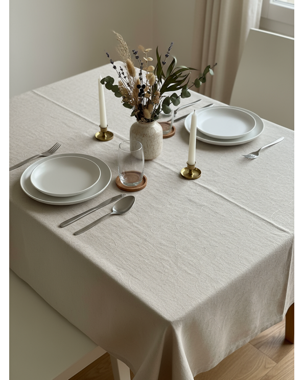 Скатерть "Поэма", льняная, 145*220 см, цвет светло-серый