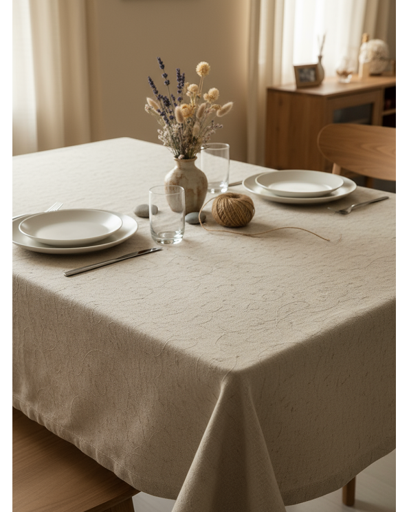 Скатерть "Поэма", льняная, 145*220 см, цвет светло-серый