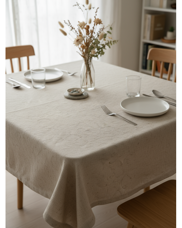Скатерть "Поэма", льняная, 145*145 см, цвет светло-серый